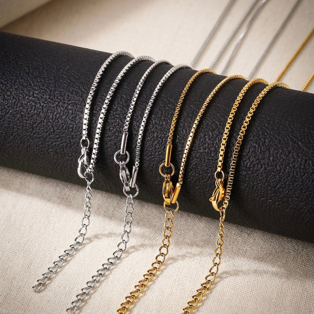 Box-Chain-Halskette · 1,2 mm · Edelstahl, vergoldet