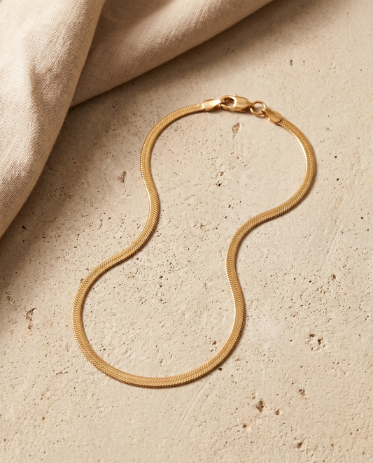Flache Schlangenkette 2 mm in Gold, Produktbild