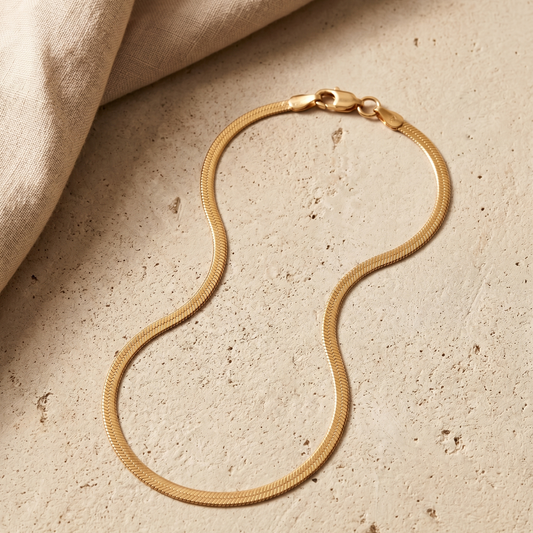 Flache Schlangenkette 2 mm in Gold, Produktbild